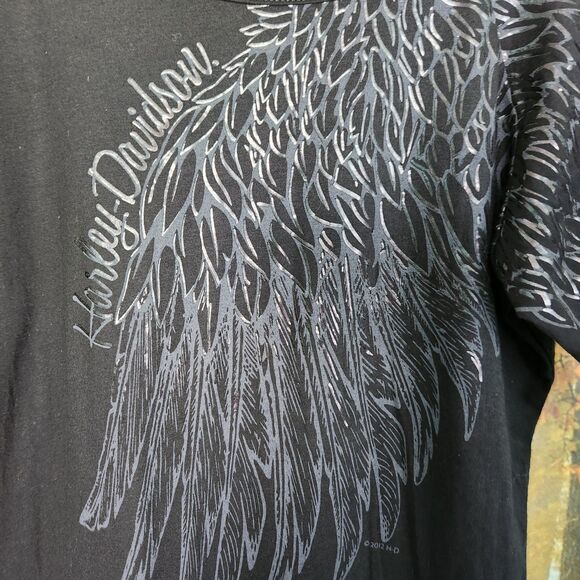 Harley Davidson Women's XL Wings Long Sleeve T-Shirt New Orleans Voodoo Heart - Picture 4 of 10